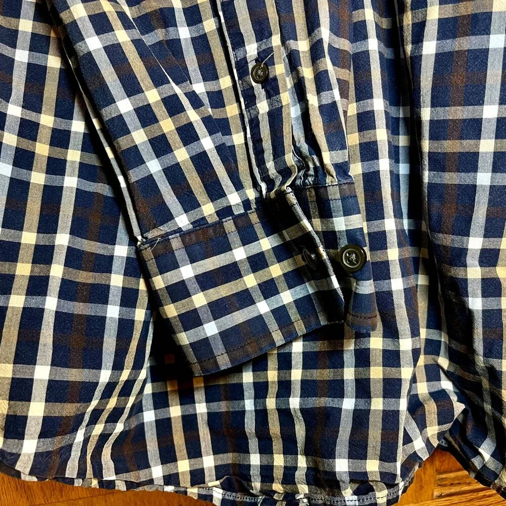 Banana Republic | Blue Plaid Soft Wash Standard Fit Button-Up Shirt | XL